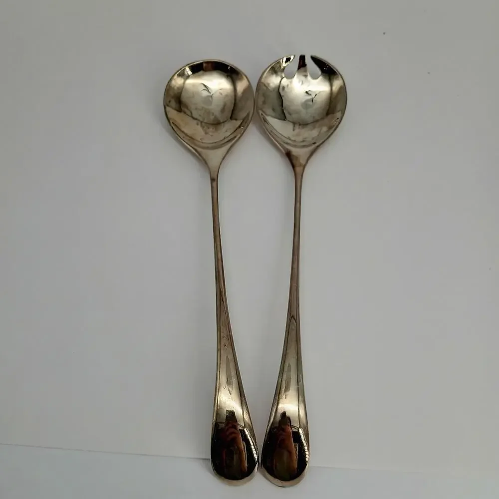 2X RARE Dansk Torun Silver Plate Salad Server Set Flatware